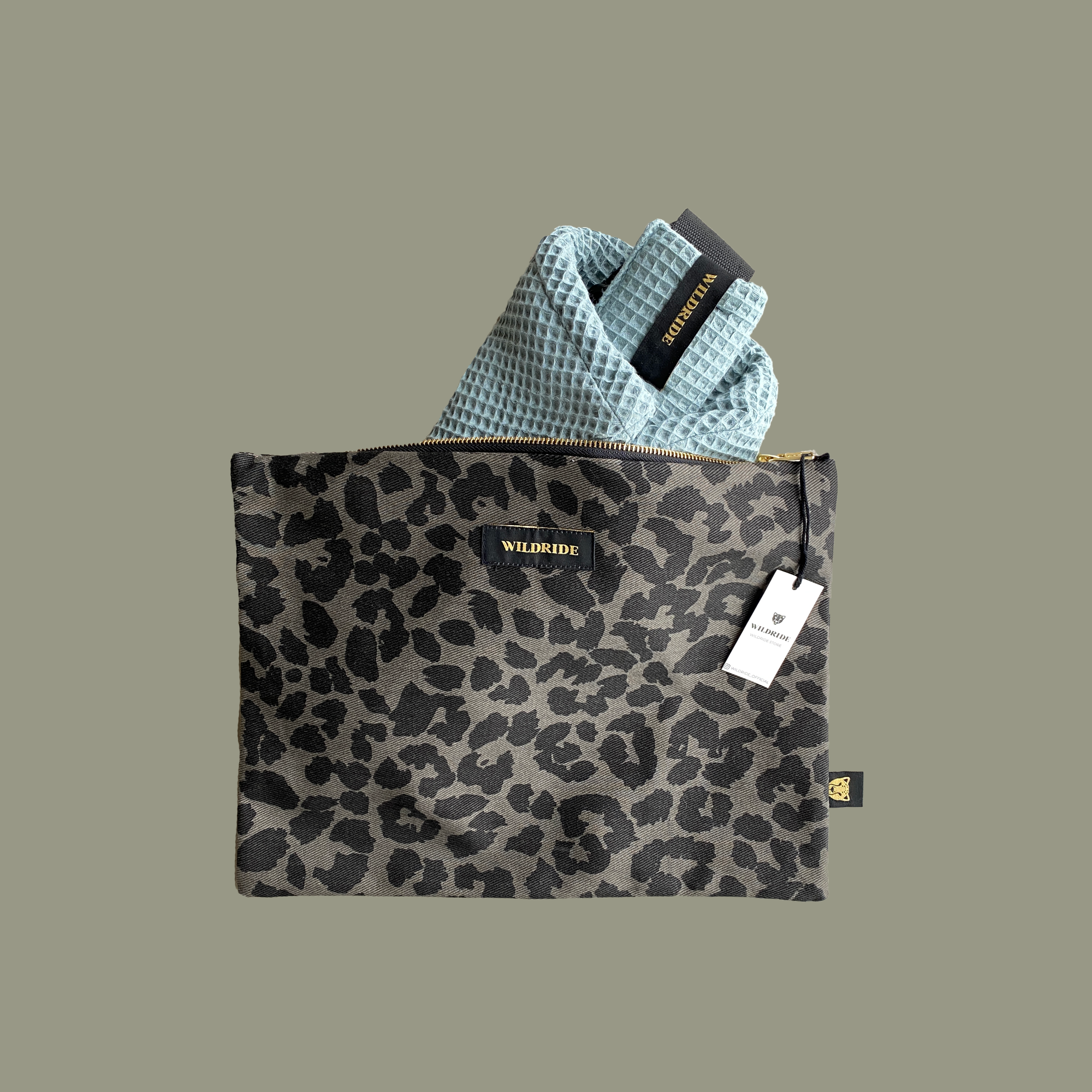 Grey leopard top print bag