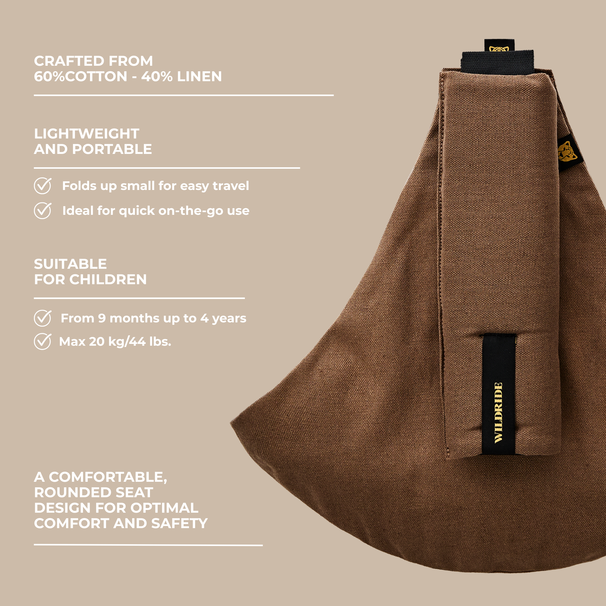 Toddler Carrier Linen Brown | Wildride – wildridecom Toddler Carrier Linen Brown | Wildride – wildridecom