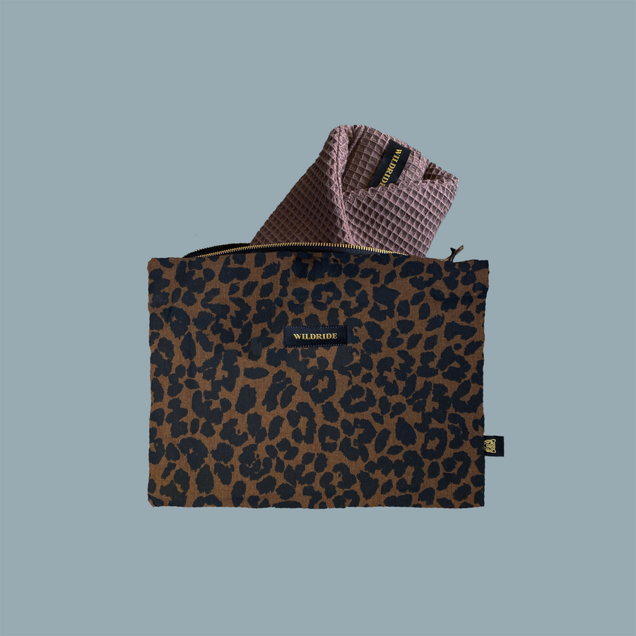 Brown leopard pouch