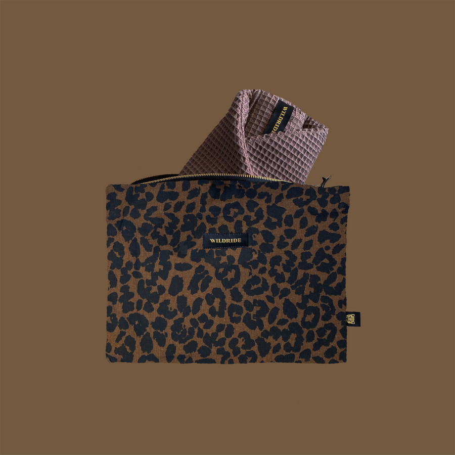 Bolsa de leopardo castanha